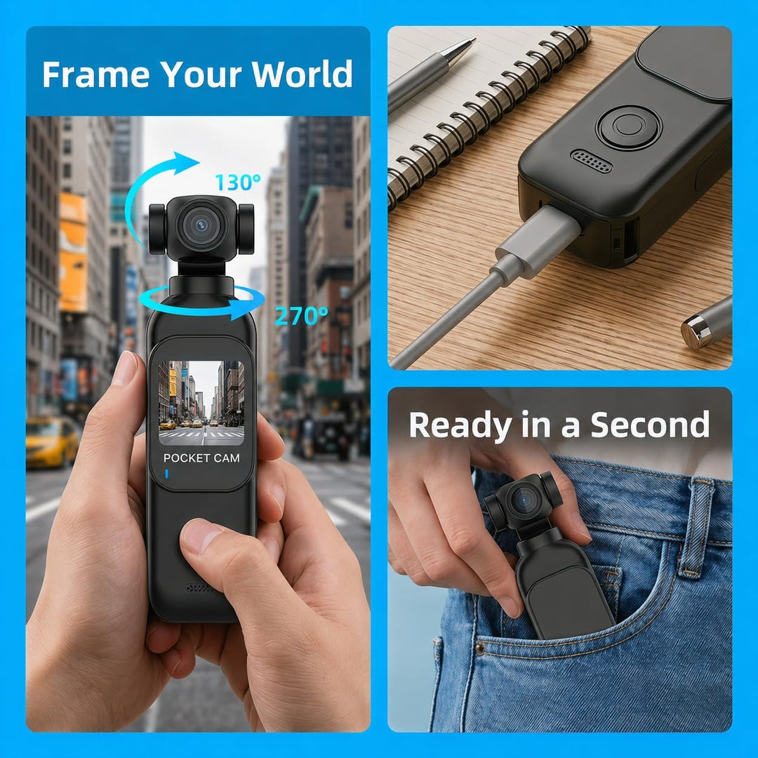 True 4K Pocket Vlog Camera Kits with 128GB TF Cards